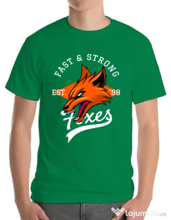 Tricou ADLER barbat Fast and strong Verde mediu