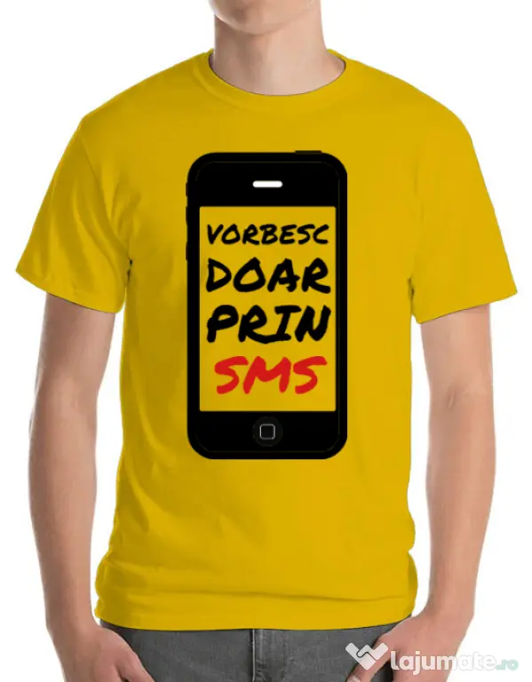 Tricou ADLER barbat Vorbesc doar prin sms Galben