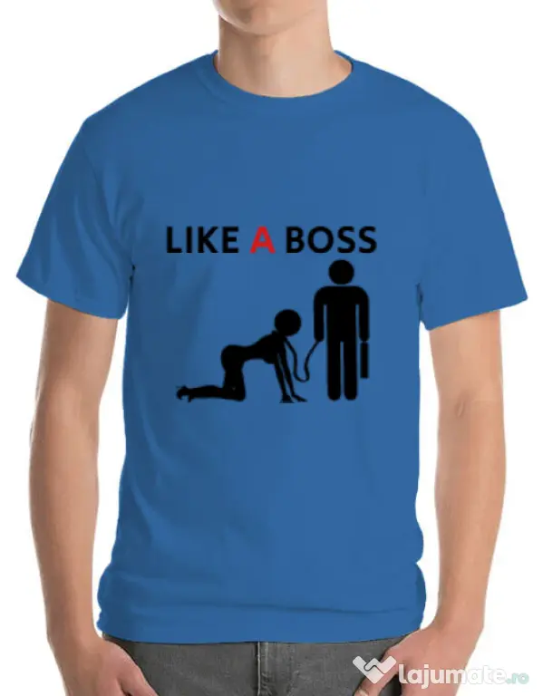 Tricou ADLER barbat Like a boss Albastru azuriu