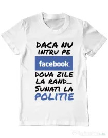 Tricou ADLER barbat Sunati la politie Alb