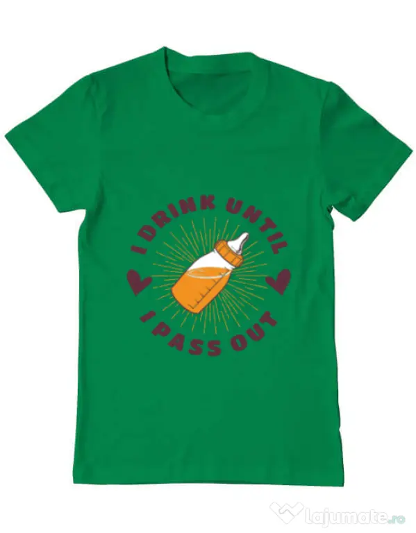 Tricou ADLER barbat I drink until I pass out Verde mediu