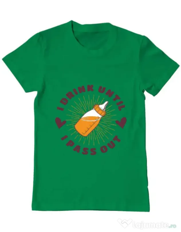 Tricou ADLER barbat I drink until I pass out Verde mediu