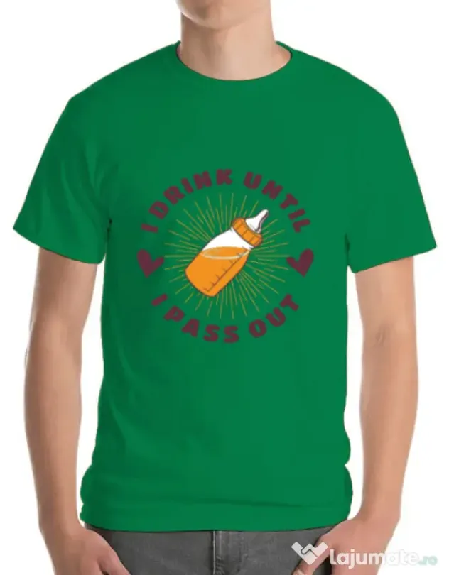 Tricou ADLER barbat I drink until I pass out Verde mediu