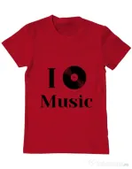 Tricou ADLER barbat I love music Rosu
