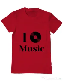 Tricou ADLER barbat I love music Rosu