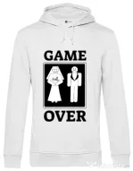 Hoodie barbat cu gluga Game over Alb