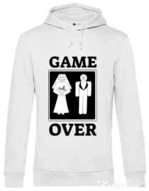 Hoodie barbat cu gluga Game over Alb