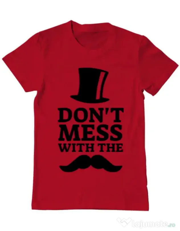 Tricou ADLER barbat Do not mess with the moustache Rosu