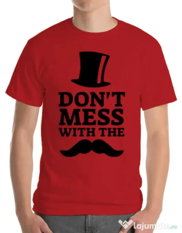Tricou ADLER barbat Do not mess with the moustache Rosu