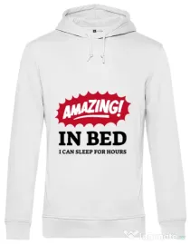 Hoodie barbat cu gluga Amazing in bed Alb