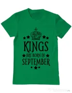 Tricou ADLER barbat Kings are born in september Verde mediu