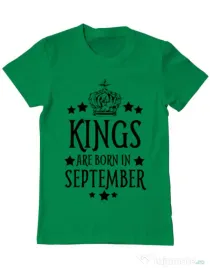 Tricou ADLER barbat Kings are born in september Verde mediu