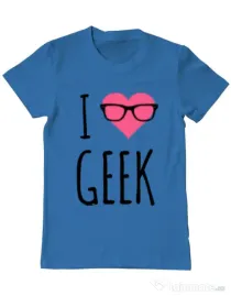 Tricou ADLER barbat I love geek Albastru azuriu