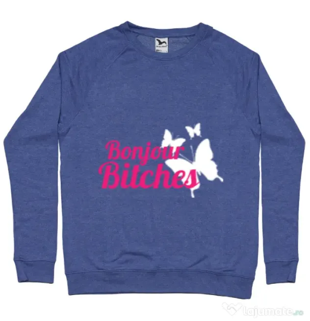 Bluza ADLER barbat Bonjour bitches Albastru melanj