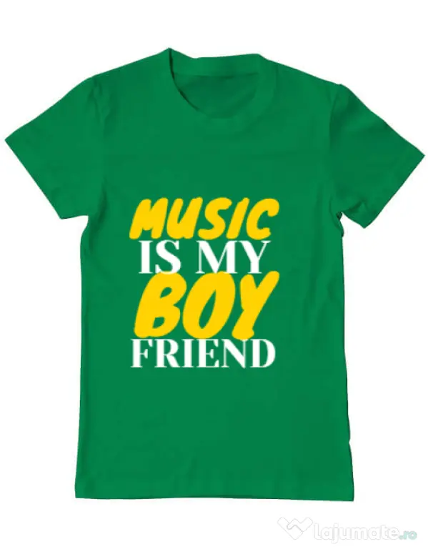 Tricou ADLER barbat Music is my boyfriend Verde mediu
