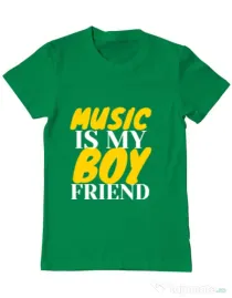 Tricou ADLER barbat Music is my boyfriend Verde mediu