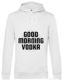 Hoodie barbat cu gluga Good morning vodka Alb