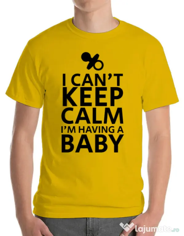 Tricou ADLER barbat I am having a baby Galben