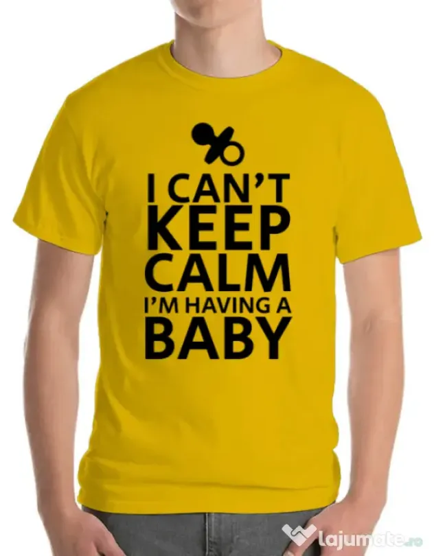 Tricou ADLER barbat I am having a baby Galben