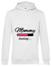 Hoodie barbat cu gluga Mommy loading Alb