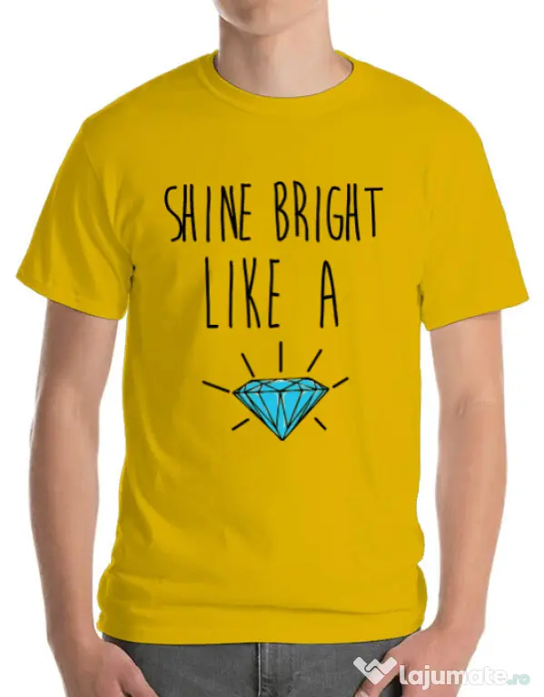 Tricou ADLER barbat Shine bright like a diamond Galben