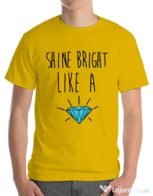 Tricou ADLER barbat Shine bright like a diamond Galben