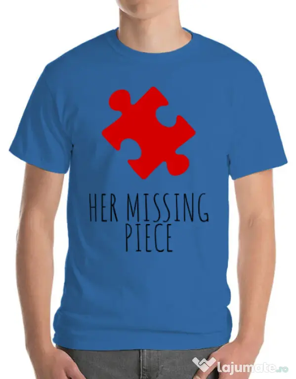 Tricou ADLER barbat Her missing piece Albastru azuriu