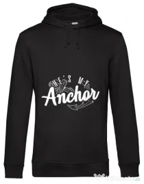 Hoodie barbat cu gluga He s my anchor Negru