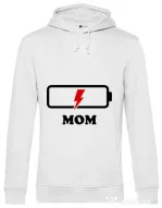 Hoodie barbat cu gluga Mom battery Alb