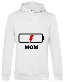 Hoodie barbat cu gluga Mom battery Alb
