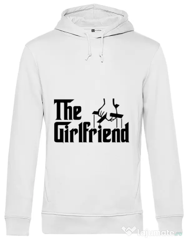 Hoodie barbat cu gluga The girlfriend Alb