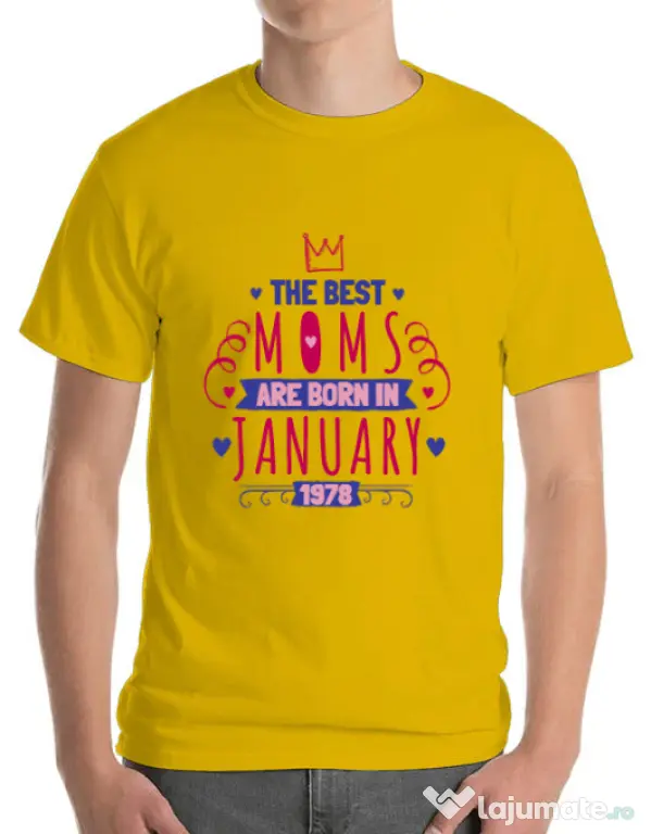 Tricou ADLER barbat The best moms January Galben