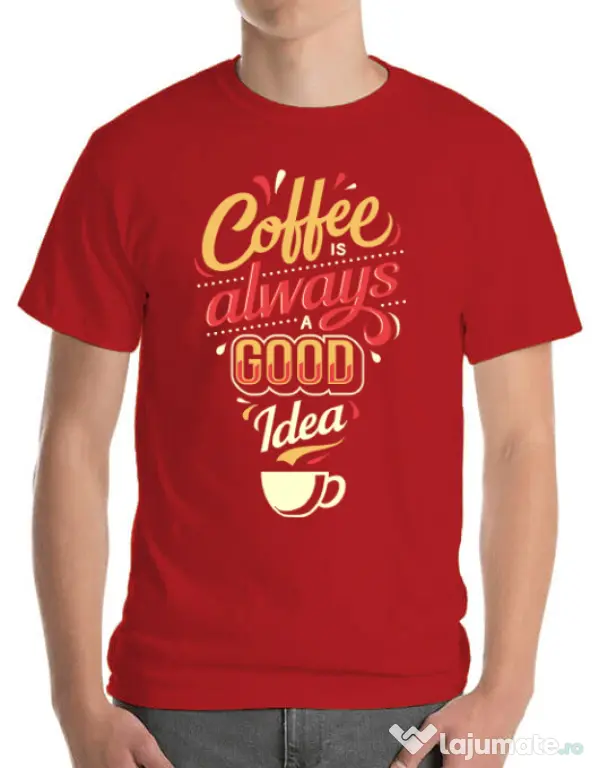 Tricou ADLER barbat Coffee is always a good idea Rosu