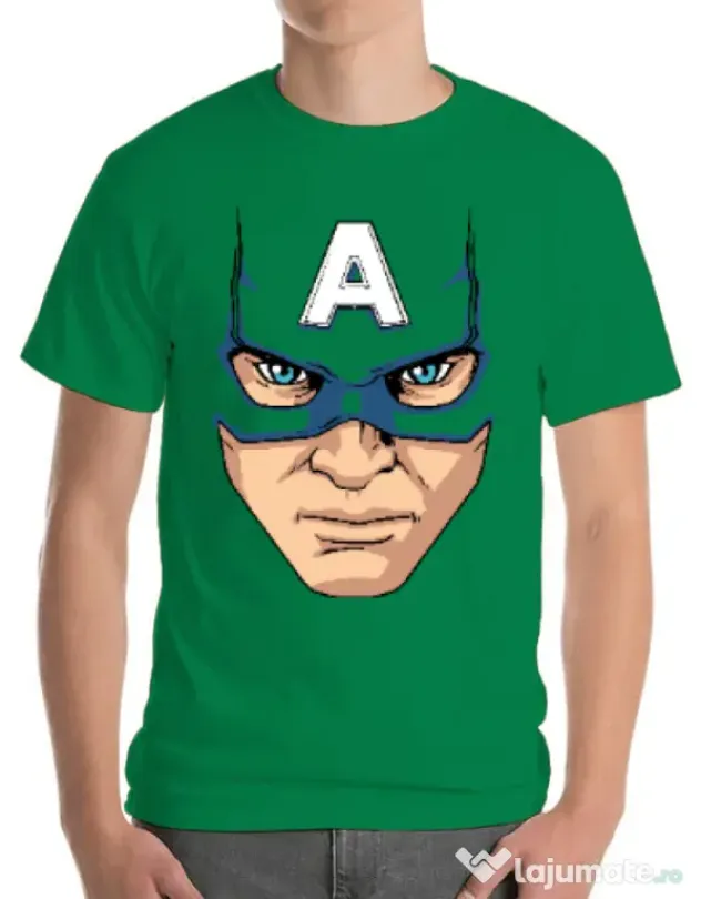 Tricou ADLER barbat Captain America Mask Verde mediu