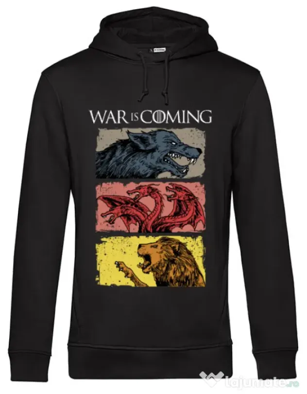 Hoodie barbat cu gluga War is coming Negru