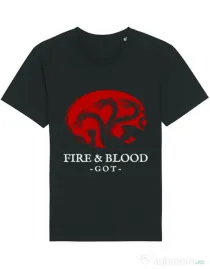 Tricou STANLEY STELLA barbat Fire and Blood Targaryen Negru