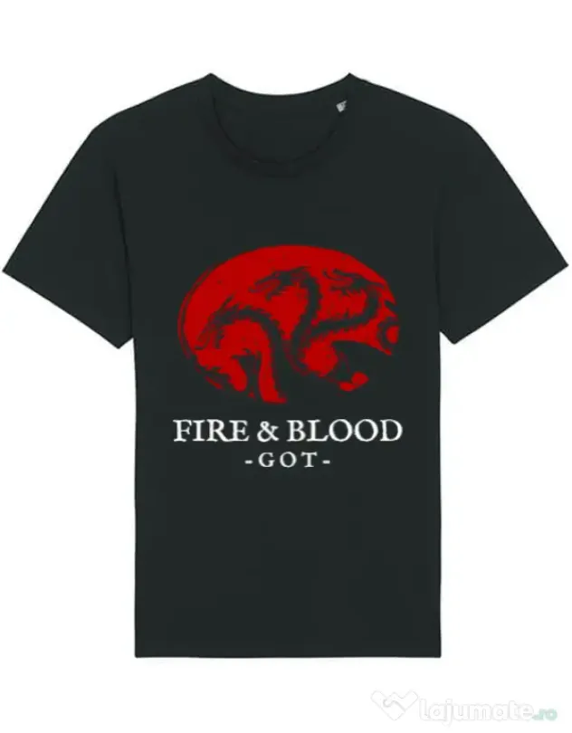 Tricou STANLEY STELLA barbat Fire and Blood Targaryen Negru
