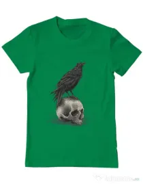 Tricou ADLER barbat Crow skull Verde mediu