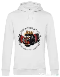 Hoodie barbat cu gluga The notorious Alb