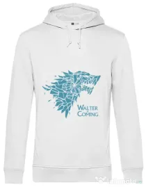 Hoodie barbat cu gluga Walter is coming Alb