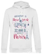 Hoodie barbat cu gluga Breakfast in New York Alb