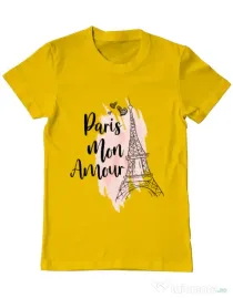 Tricou ADLER barbat Paris mon amour Galben