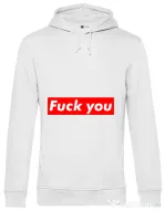 Hoodie barbat cu gluga Fuck you Alb