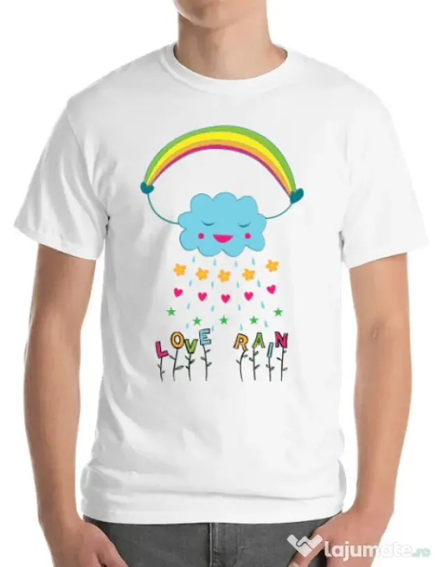Tricou ADLER barbat Love rain Alb