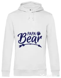 Hoodie barbat cu gluga Papa bear Alb