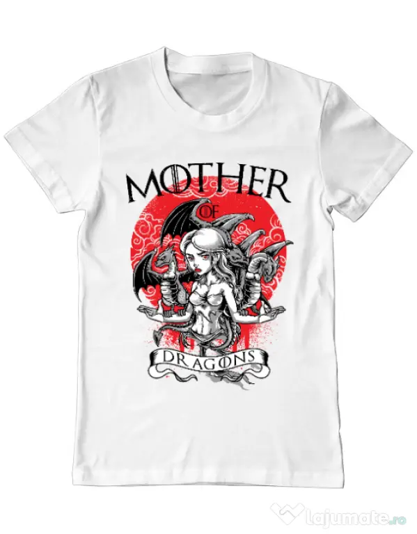 Tricou ADLER barbat Mother of dragons Alb