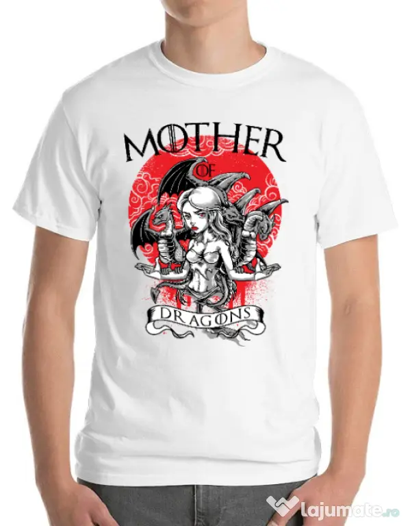 Tricou ADLER barbat Mother of dragons Alb