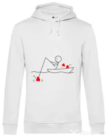 Hoodie barbat cu gluga Fishing for love 1 Alb