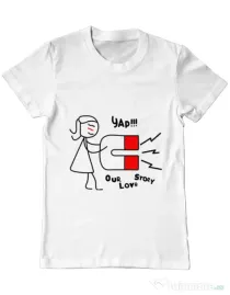 Tricou ADLER barbat Our love story 1 Alb