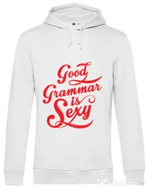 Hoodie barbat cu gluga Good grammar Alb